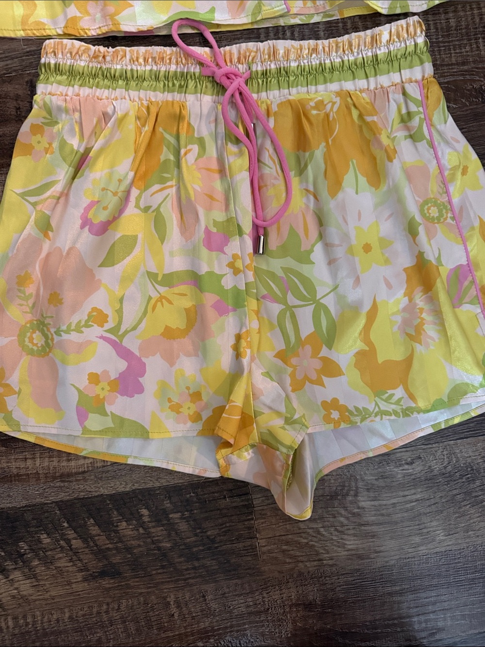 Women’s Floral Yellow & Pink Pajama Set - Picture 2 of 6